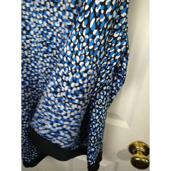 Croft & Barrow Woman XL Blouse Blue White Polkadot Asymmetrical Hemline Business - Picture 9 of 10